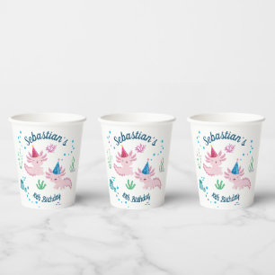 Cutest Axolotl Birthday White Party Paper Cups