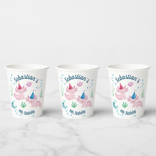 Cutest Axolotl Birthday White Party Paper Cups