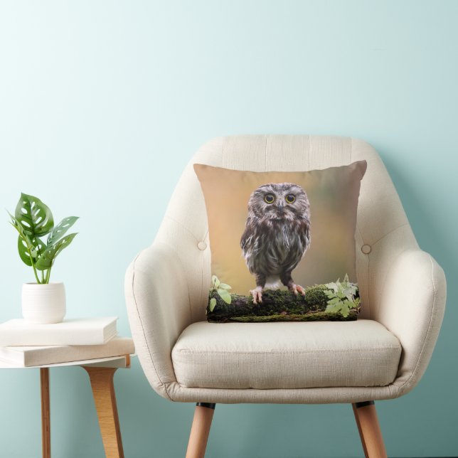 Cutest Baby Animals | A Baby Owl Throw Pillow (Chair)