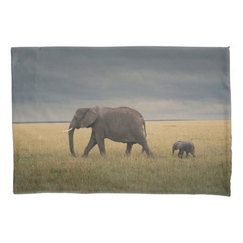 Cutest Baby Animals  African Elephant Family Pillow Case