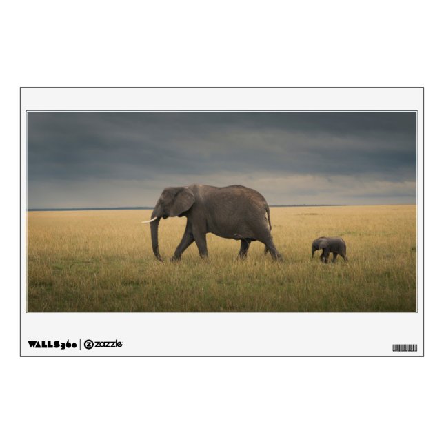 Cutest Baby Animals | African Elephant Family Wall Decal (Front)