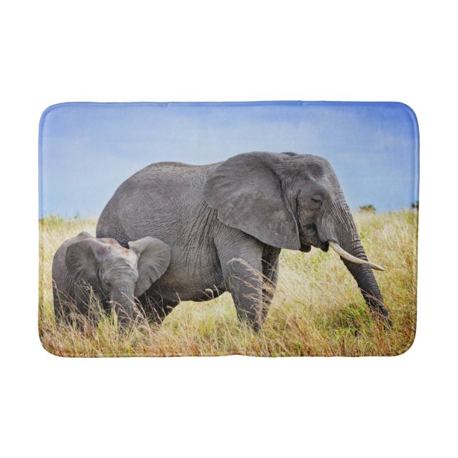 Cutest Baby Animals | African Elephant & Mother Bath Mat (Front)