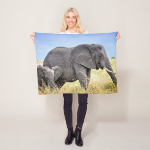 Cutest Baby Animals   African Elephant & Mother Fleece Blanket