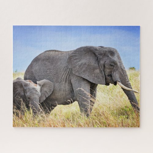 Cutest Baby Animals  African Elephant  Mother Jigsaw Puzzle