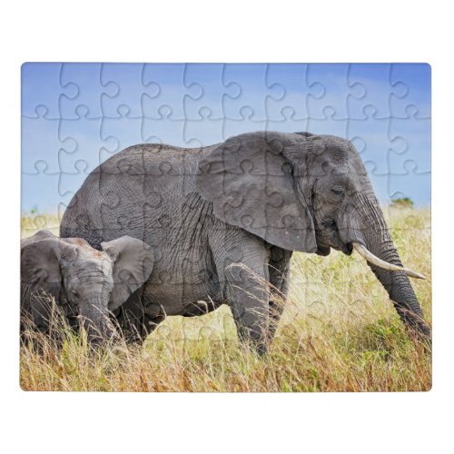 Cutest Baby Animals  African Elephant  Mother Jigsaw Puzzle