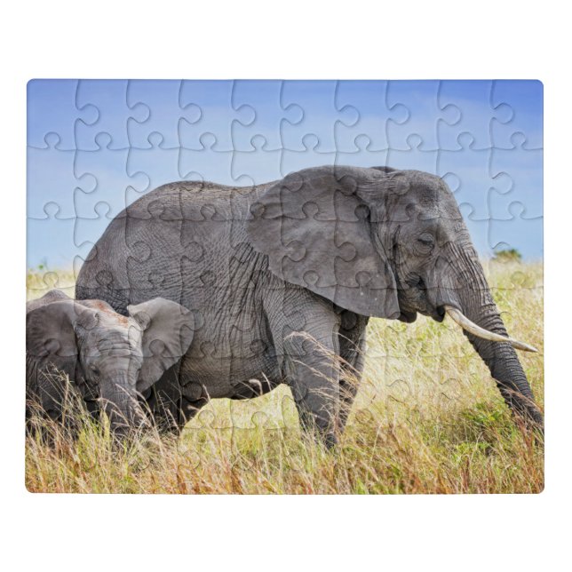 Cutest Baby Animals | African Elephant & Mother Jigsaw Puzzle (Puzzle Horizontal)