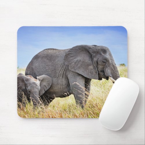 Cutest Baby Animals  African Elephant  Mother Mouse Pad
