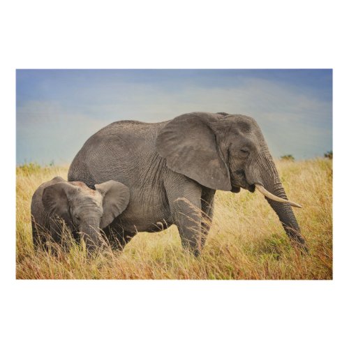 Cutest Baby Animals  African Elephant  Mother Wood Wall Art