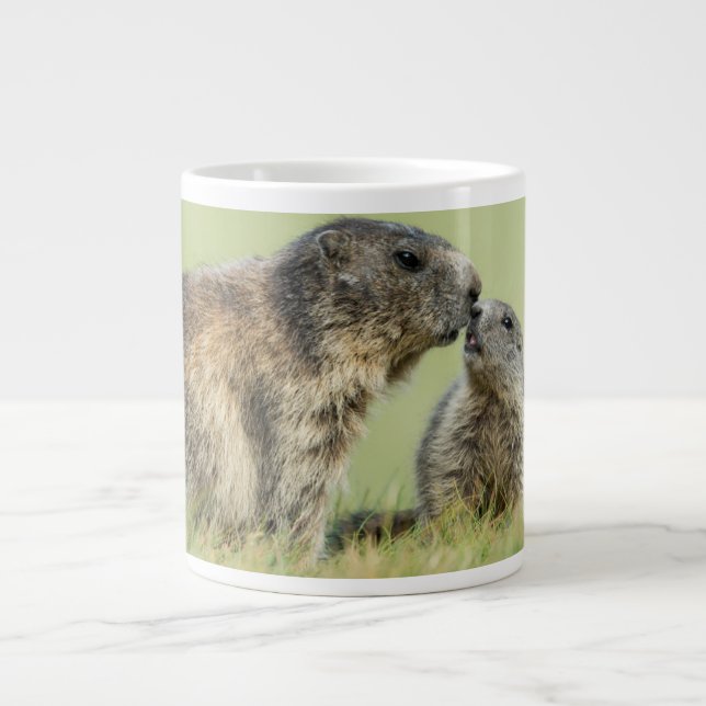 Cutest Baby Animals | Alpine Marmot Family Giant Coffee Mug (Front)