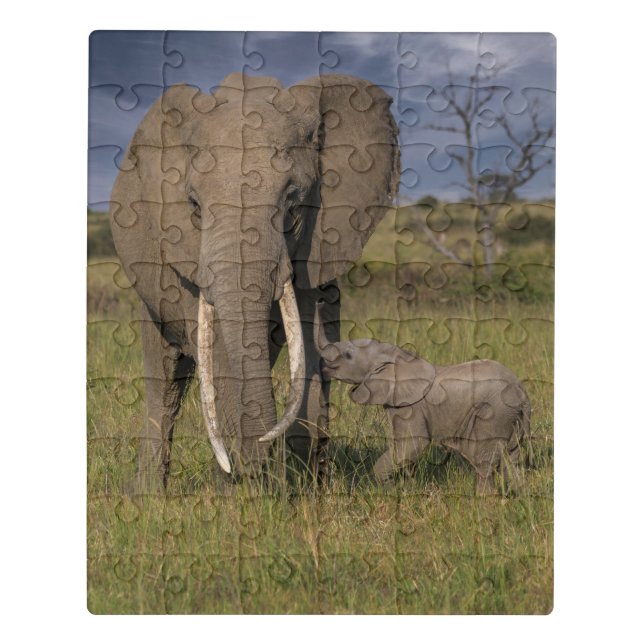 Cutest Baby Animals | Amama Elephant With Baby Jigsaw Puzzle (Puzzle Vertical)