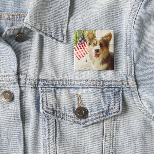 Cutest Baby Animals | American Flag Corgi Button (In Situ)
