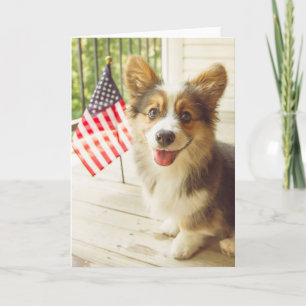 Cutest Baby Animals   American Flag Corgi Card