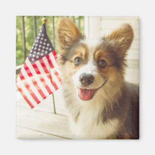 Cutest Baby Animals American Flag Corgi Magnet
