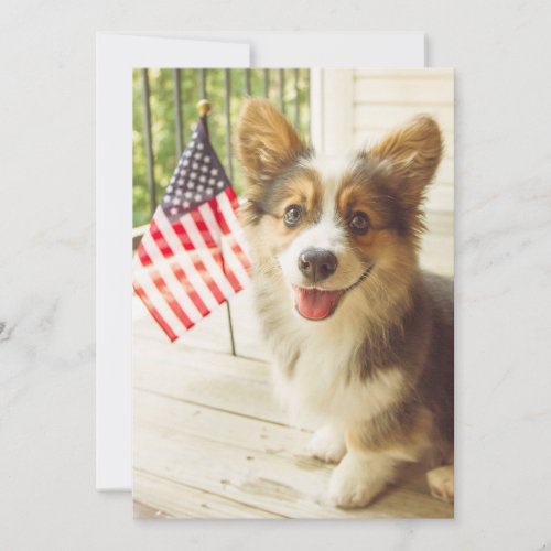 Cutest Baby Animals  American Flag Corgi Thank You Card