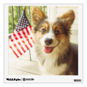 Cutest Baby Animals American Flag Corgi Wall Decal