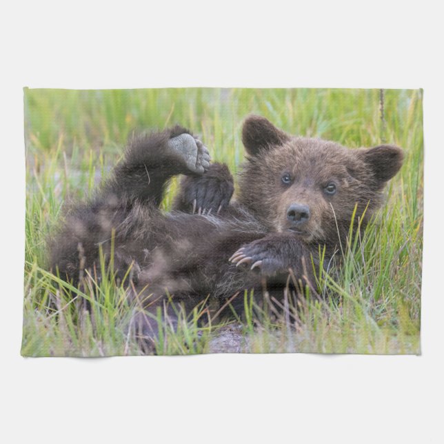 Cutest Baby Animals | Baby Brown Bear Cub Kitchen Towel (Horizontal)