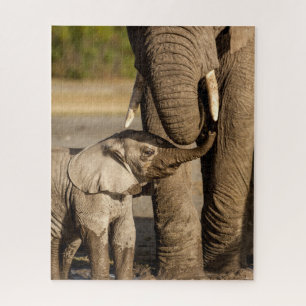 Cutest Baby Animals Baby Elephant & Mama Jigsaw Puzzle
