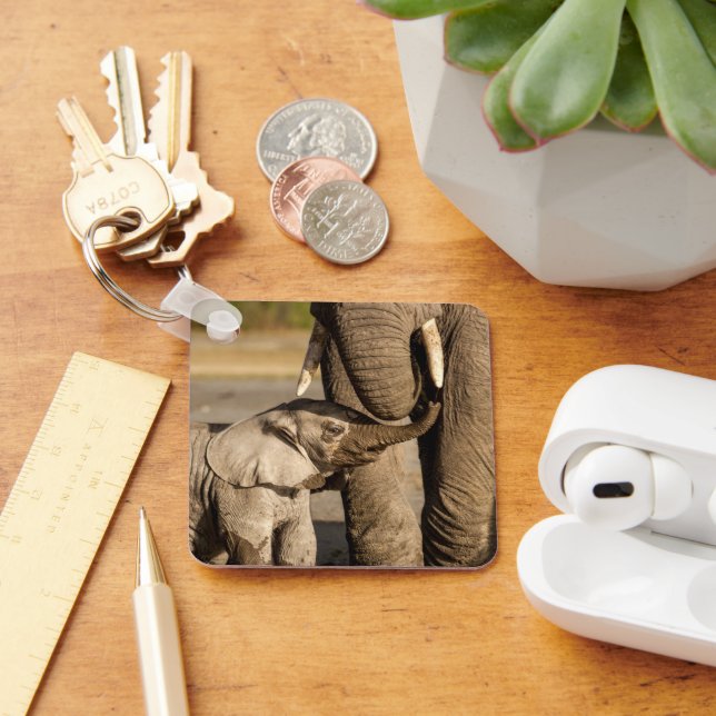 Cutest Baby Animals | Baby Elephant & Mama Keychain (Desk)