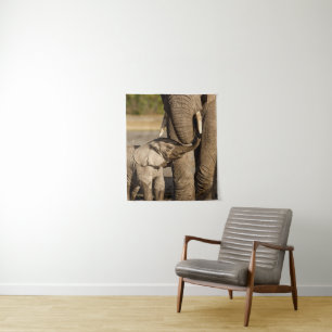 Cutest Baby Animals   Baby Elephant & Mama Tapestry
