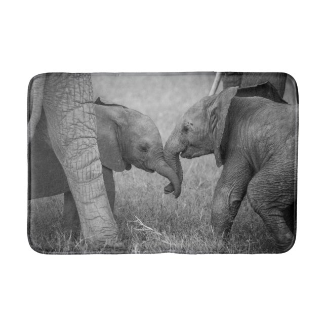 Cutest Baby Animals | Baby Elephants Greeting Bath Mat (Front)