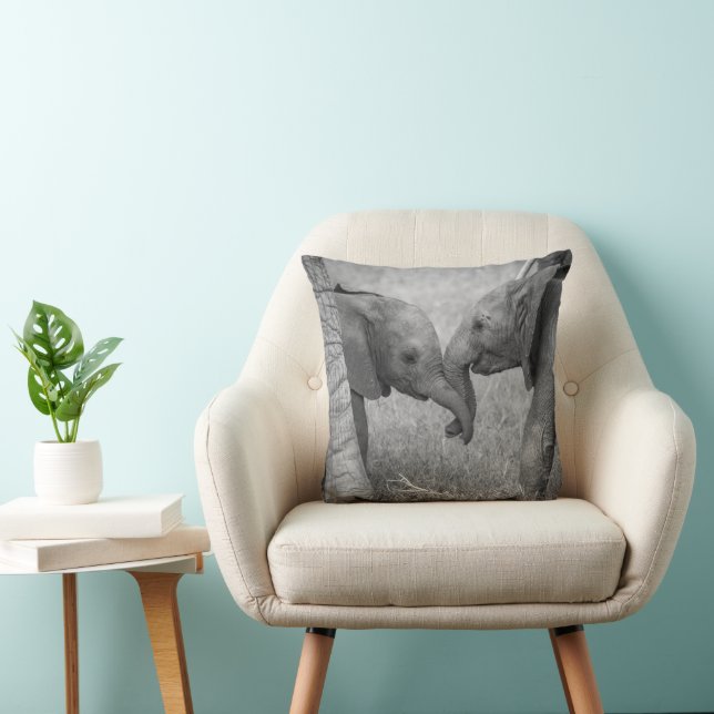 Cutest Baby Animals | Baby Elephants Greeting Throw Pillow (Chair)