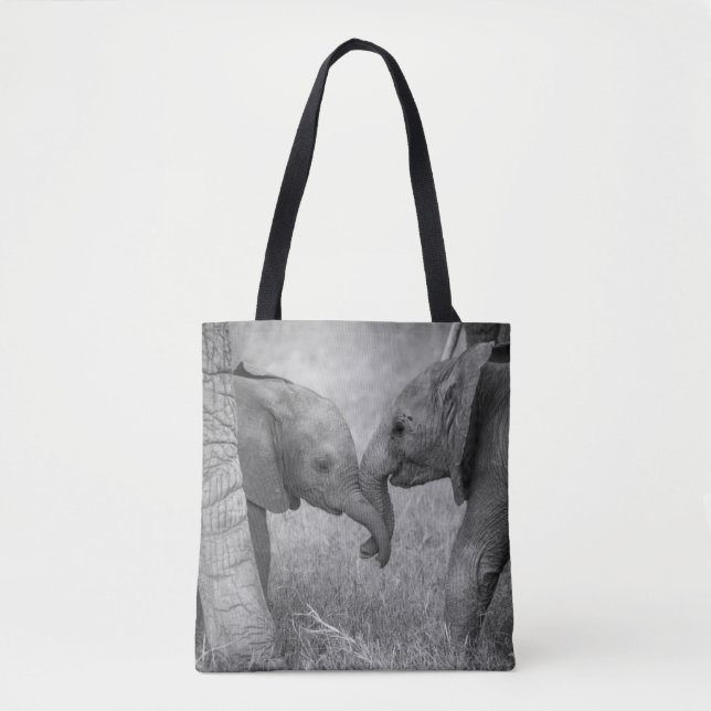 Cutest Baby Animals | Baby Elephants Greeting Tote Bag (Front)