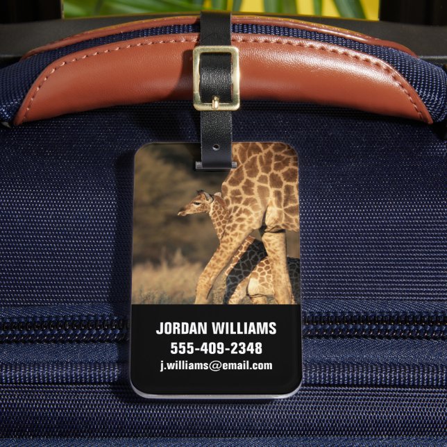 Cutest Baby Animals | Baby Giraffe & Parent Luggage Tag (Front Insitu 2)