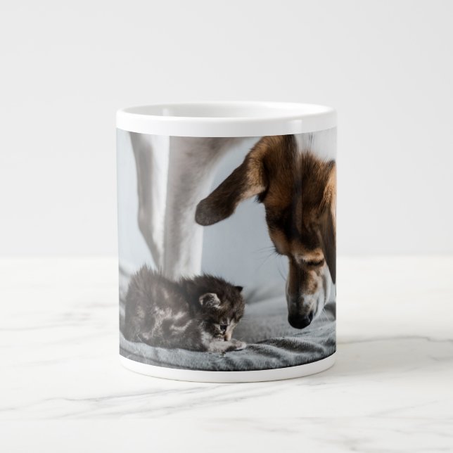 Cutest Baby Animals | Baby Kitten & Dog Giant Coffee Mug (Front)