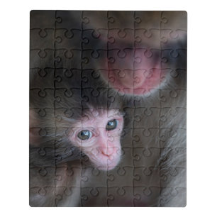 Cutest Baby Animals Baby Macaque Monkey & Mother Jigsaw Puzzle