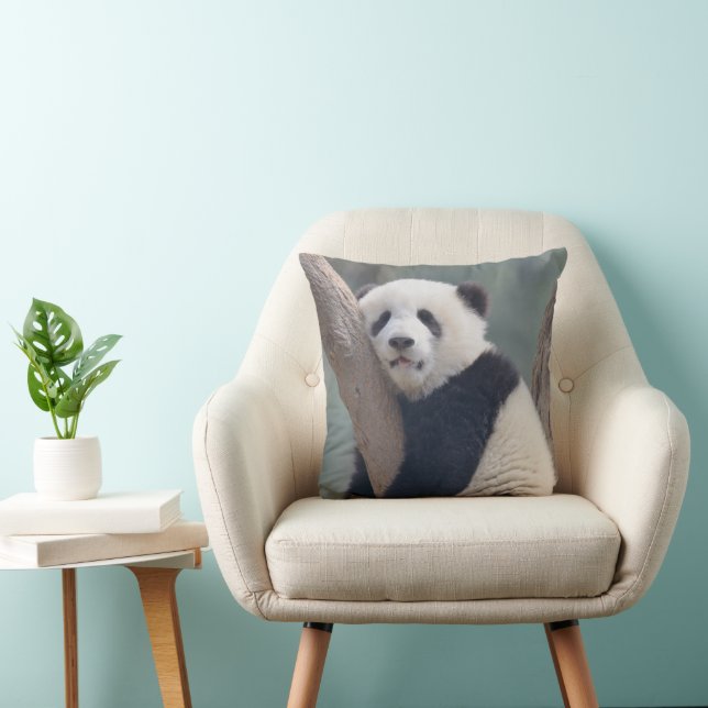 Cutest Baby Animals | Baby Panda Bear Sleeping Throw Pillow (Chair)