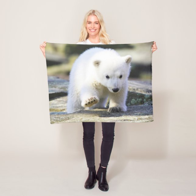 Cutest Baby Animals | Baby Polar Bear Cub Fleece Blanket (In Situ)