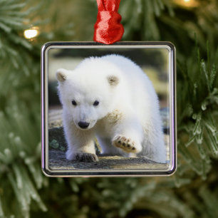 Cutest Baby Animals Baby Polar Bear Metal Ornament
