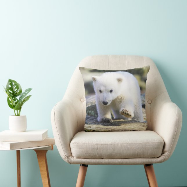 Cutest Baby Animals | Baby Polar Bear Throw Pillow (Chair)