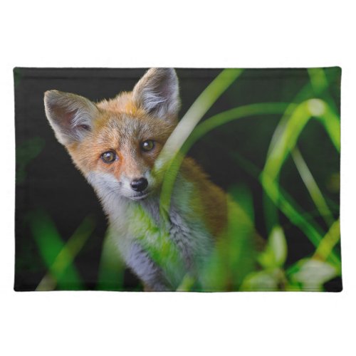 Cutest Baby Animals  Baby Red Fox Cloth Placemat