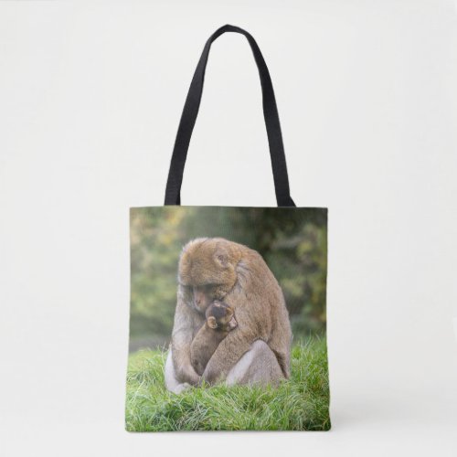 Cutest Baby Animals  Barbary Macaque Family Tote Bag