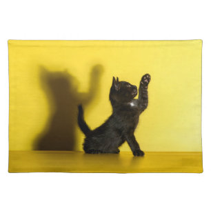 Cutest Baby Animals   Black Cat Playing Cloth Placemat