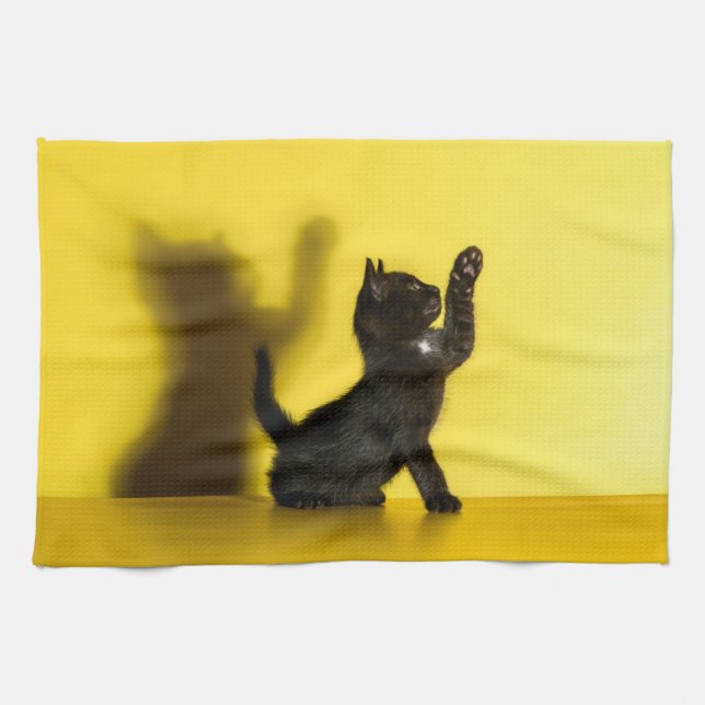 Cutest Baby Animals | Black Cat Playing Kitchen Towel (Horizontal)