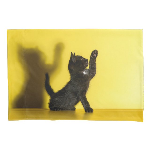 Cutest Baby Animals | Black Cat Playing Pillow Case (Front)