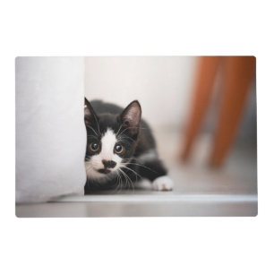 Cutest Baby Animals   Black & White Kitten Placemat