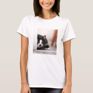 Cutest Baby Animals Black & White Kitten T-Shirt