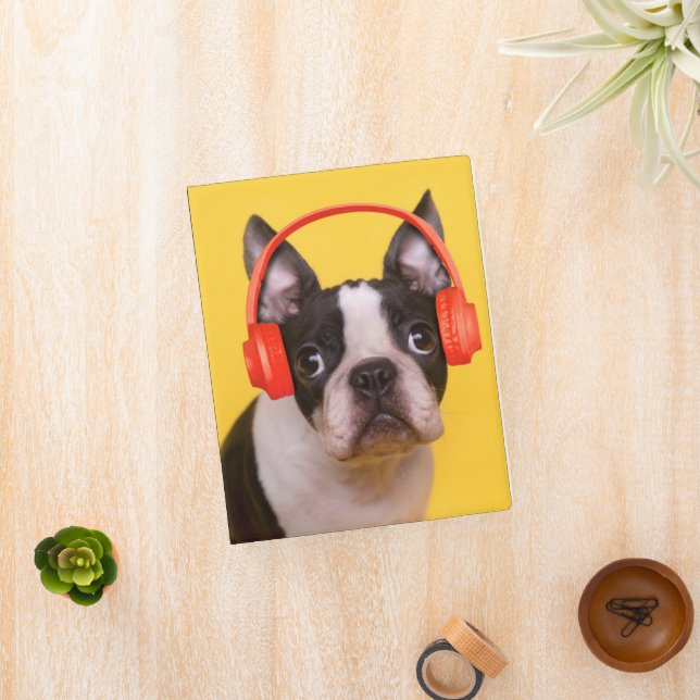 Cutest Baby Animals | Boston Terrier Headphones Mini Binder (InSitu)