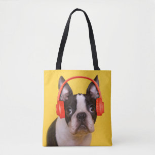 Cutest Baby Animals Boston Terrier Headphones Tote Bag
