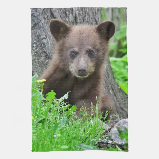 Cutest Baby Animals | Brown Bear Cub Kitchen Towel (Vertical)