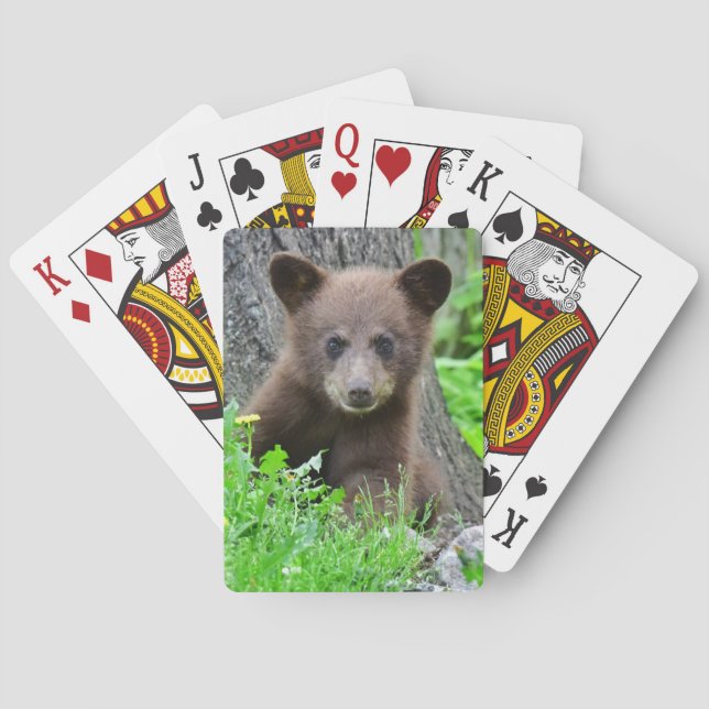 Cutest Baby Animals | Brown Bear Cub Poker Cards (Back)