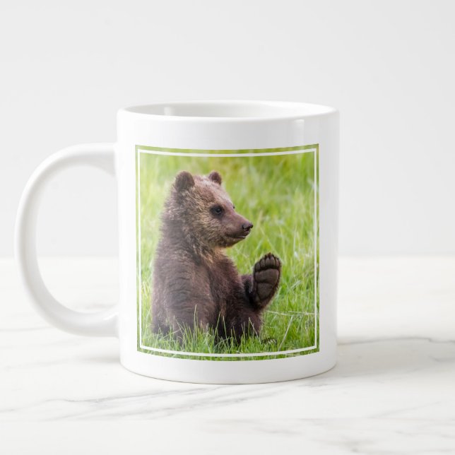 Cutest Baby Animals | Brown Bear Cub Wave Giant Coffee Mug (Left)
