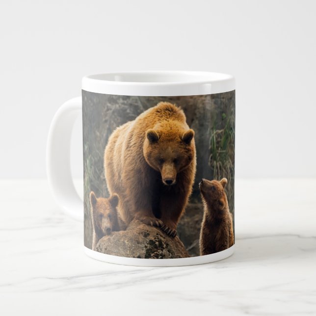 Cutest Baby Animals | Brown Bear Family Giant Coffee Mug (Front Left)