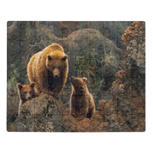 Cutest Baby Animals Brown Bear Family Jigsaw Puzzle