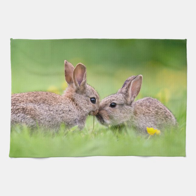 Cutest Baby Animals | Bunny Kiss Kitchen Towel (Horizontal)
