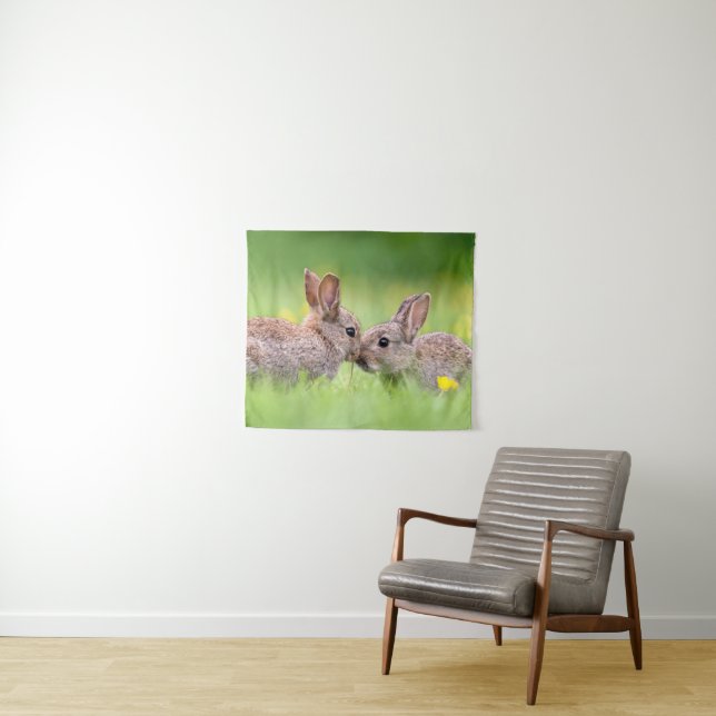 Cutest Baby Animals | Bunny Kiss Tapestry (In Situ (Horizontal))