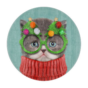 Cutest Baby Animals Cat Christmas Sweater Cutting Board